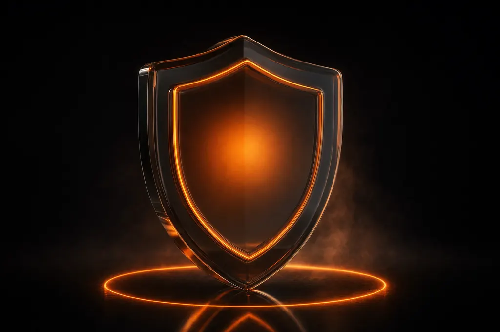 Sello de vidrio iluminado en naranja que representa confianza